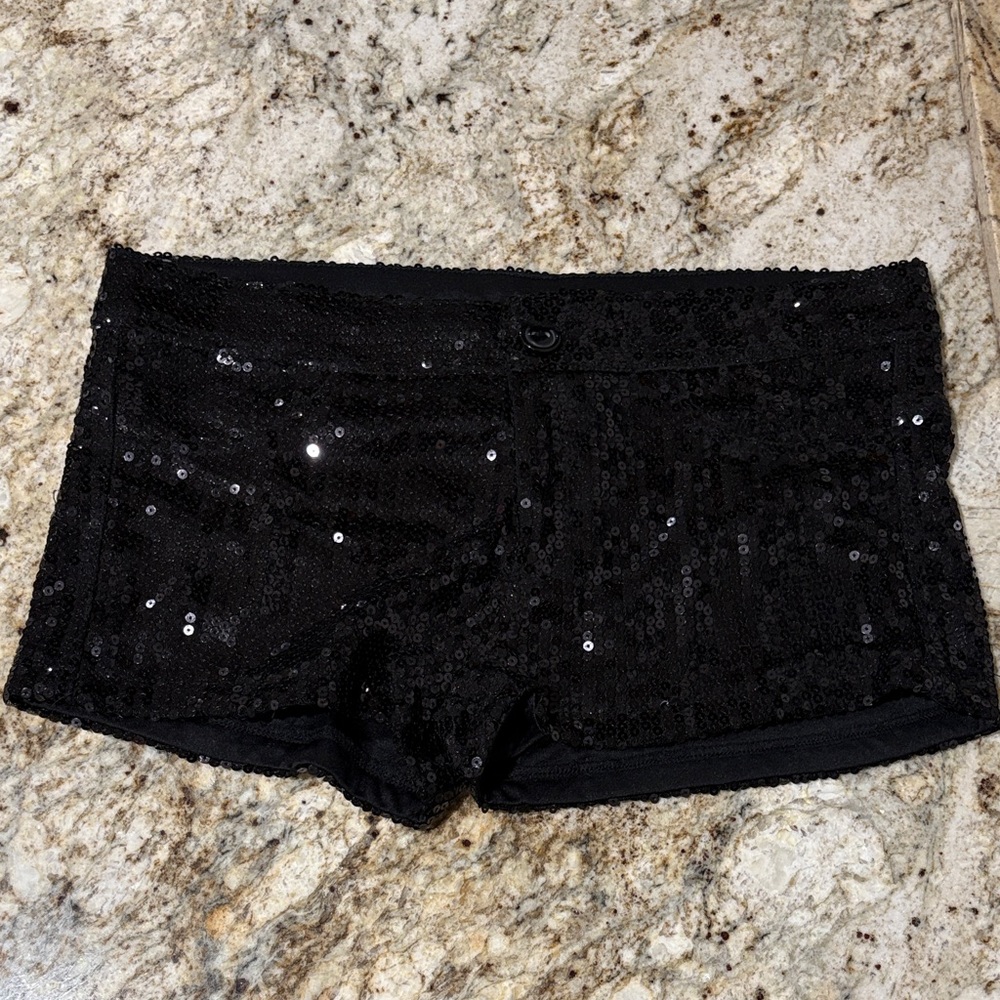 Frederick's of Hollywood Black Sequin Shorts